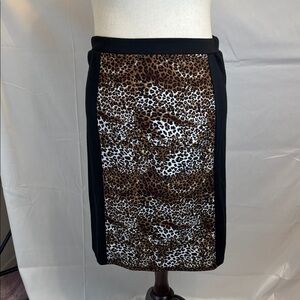 Caren Sport Black and Brown Leopard Pencil Skirt